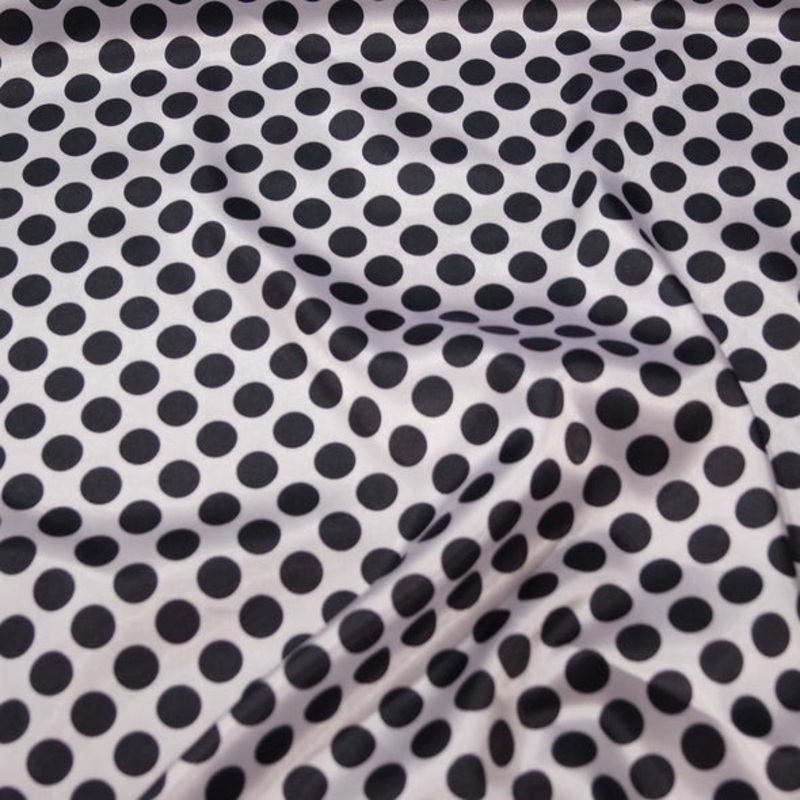 Satin Polka Dot Wholesale Fabric in Black and White