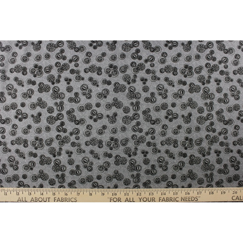 Choice Fabrics Quilting Sew Vintage Buttons in Gray 14106-004