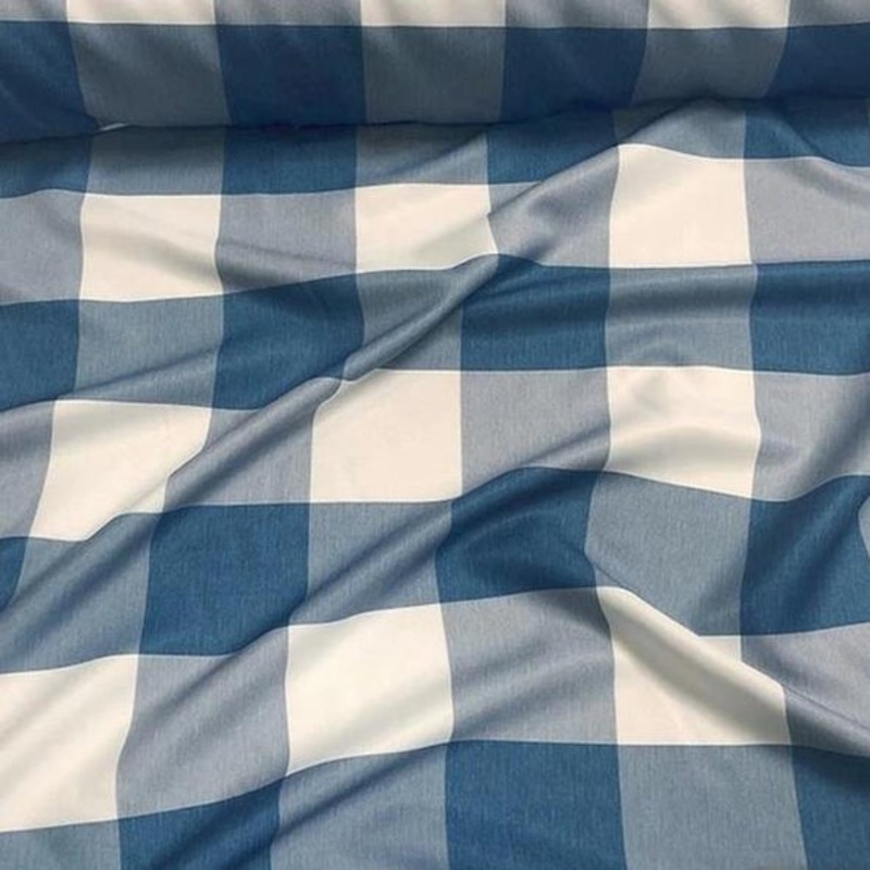 Hampton Checker (Poly Print) Wholesale Fabric in Blue