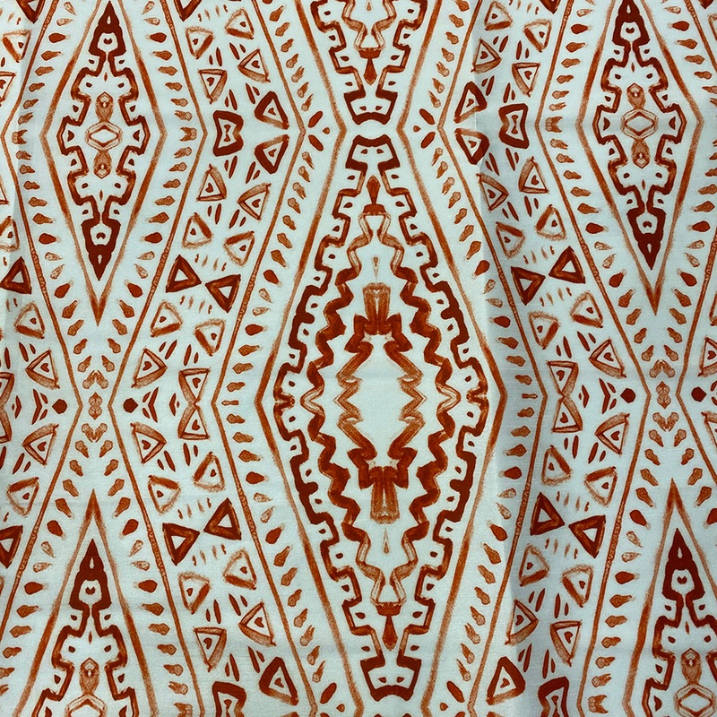 Aztec Print (Dupioni) Wholesale Fabric in Orange