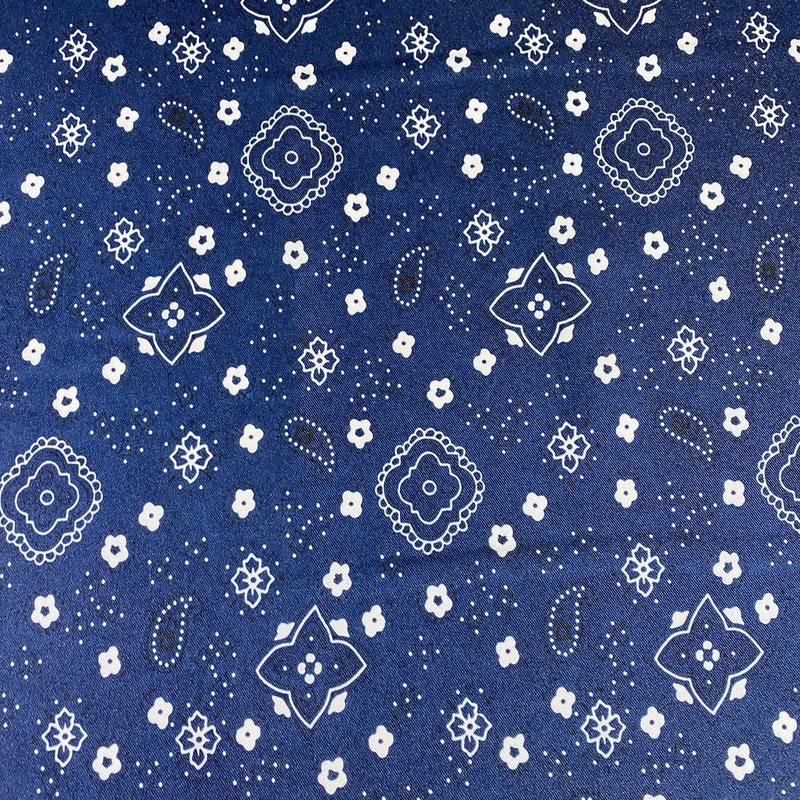 Bandana (Poly Print) Wholesale Fabric in Navy