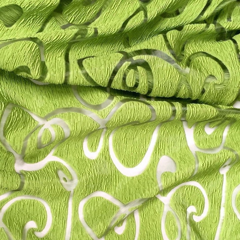 Contempo Scroll Sheer Wholesale Fabric in Green