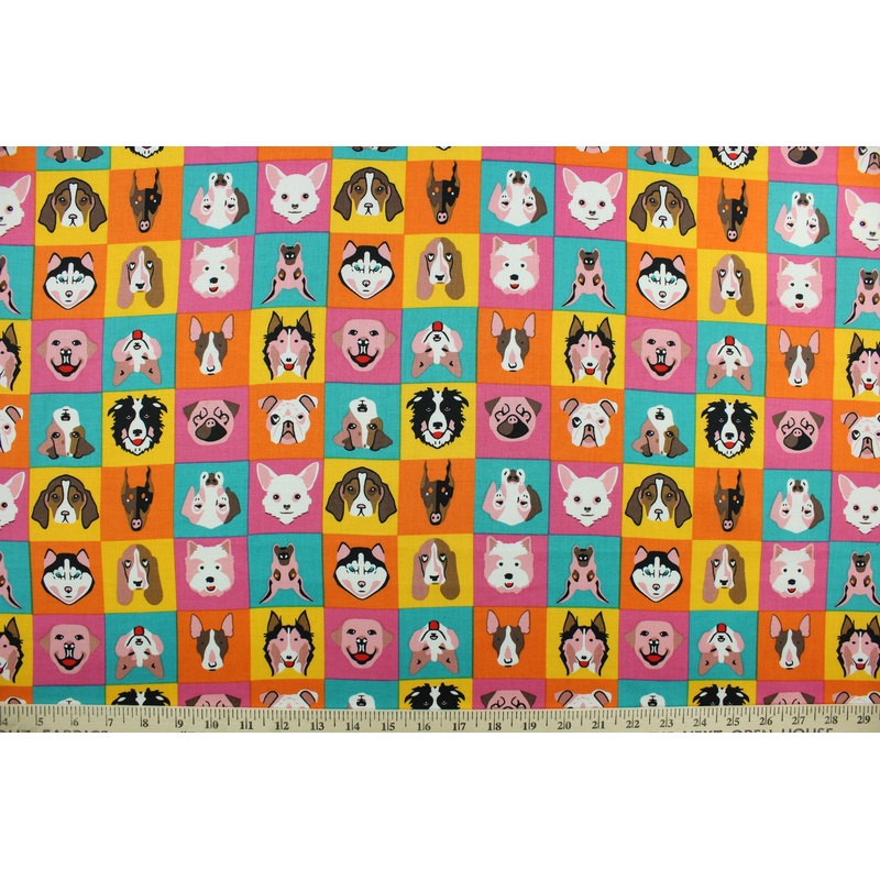 Dog Check in Multi Quilting Fabric
