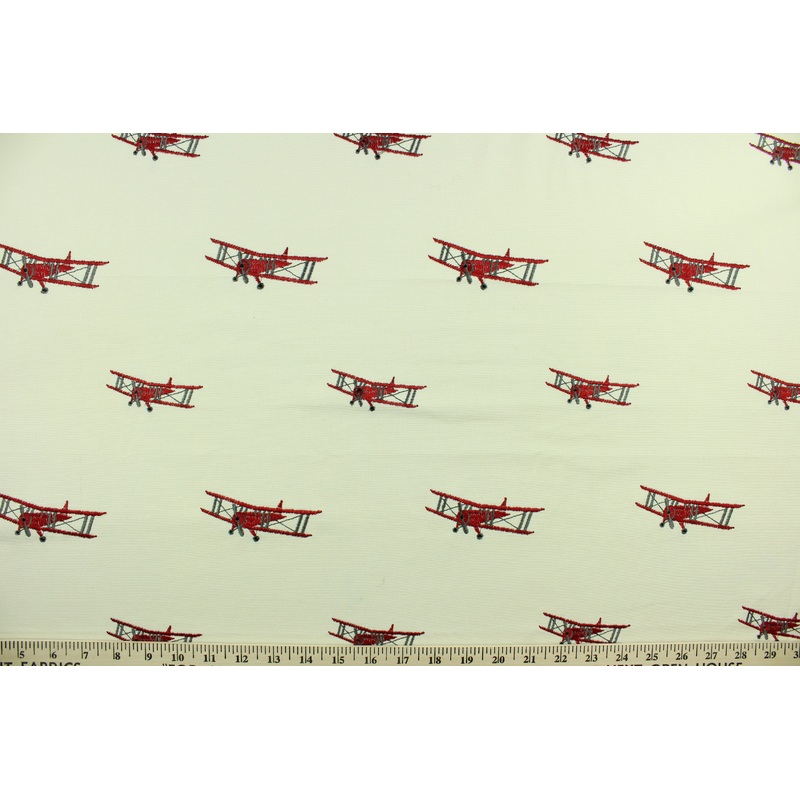 Embroidered Biplane in Red