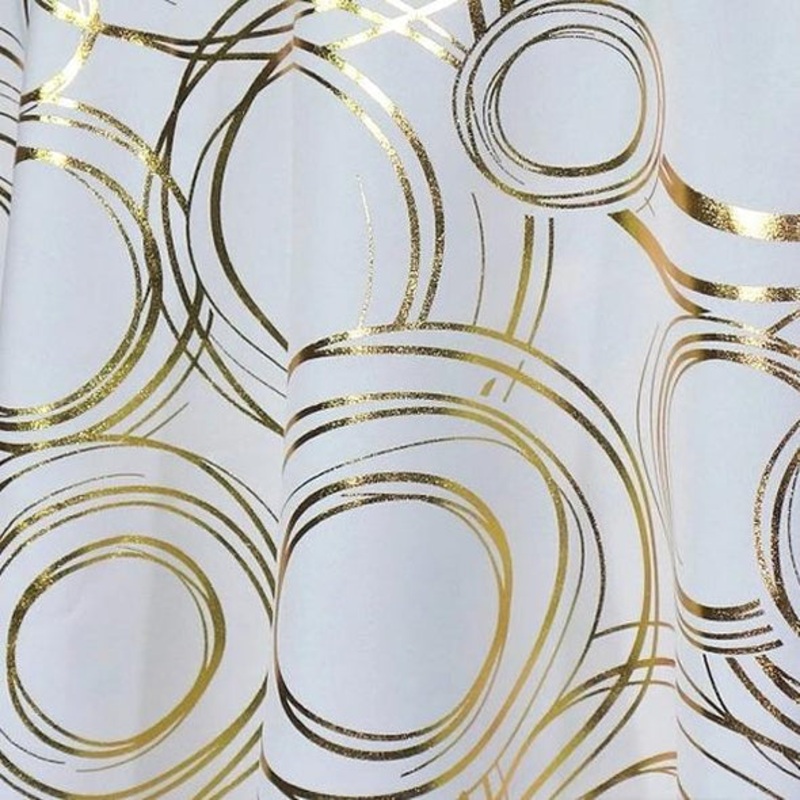 Orbit (Metallic Print) Wholesale Fabric in White and Gold
