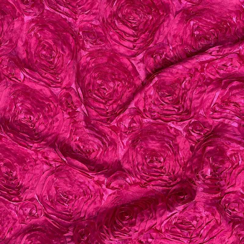 Rose Satin (3D) Wholesale Fabric in Fuchsia