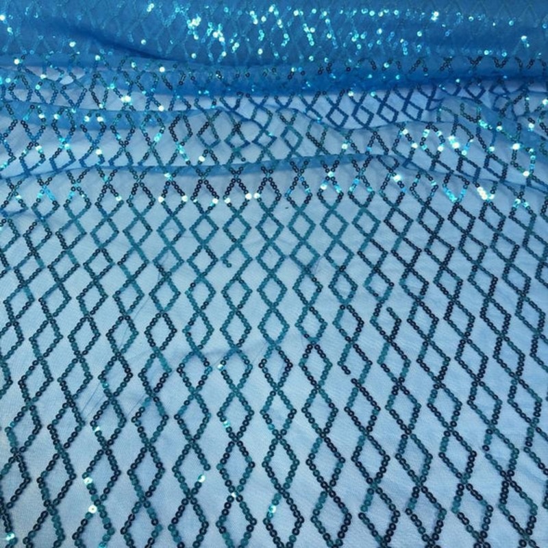 Vortex Sequins Wholesale Fabric in Turquoise