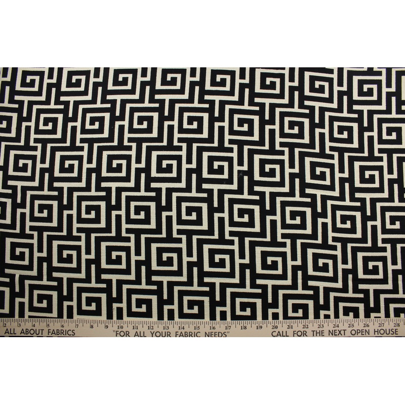 Robert Allen Square Maze Fabric in Ink