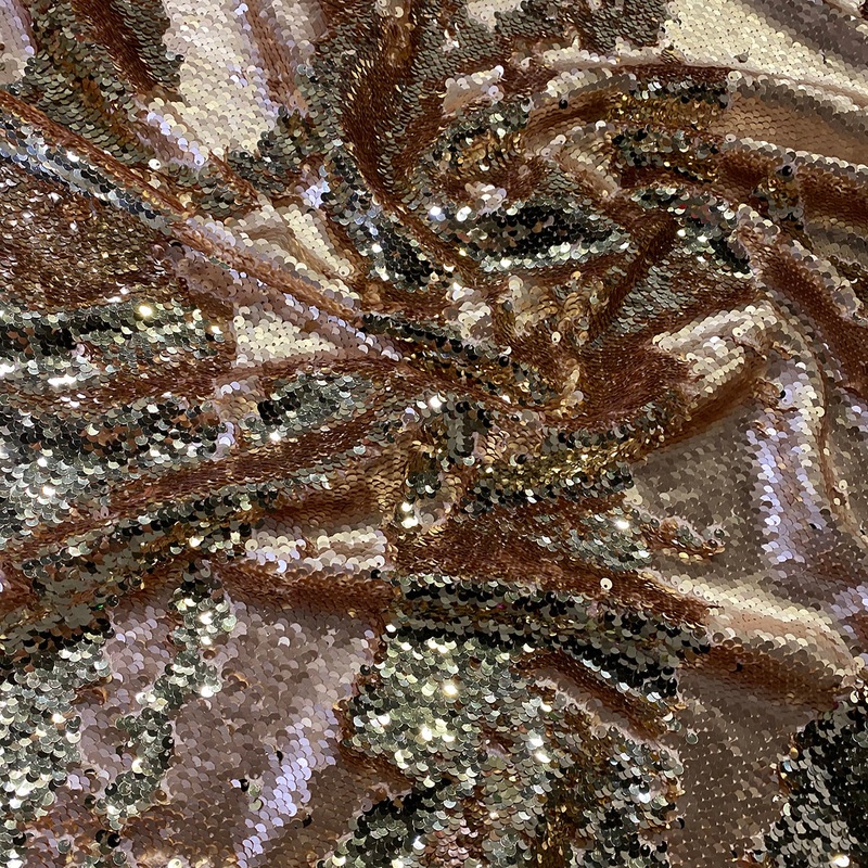 Two-Tone Sequins Wholesale Fabric in Blush and Champagne