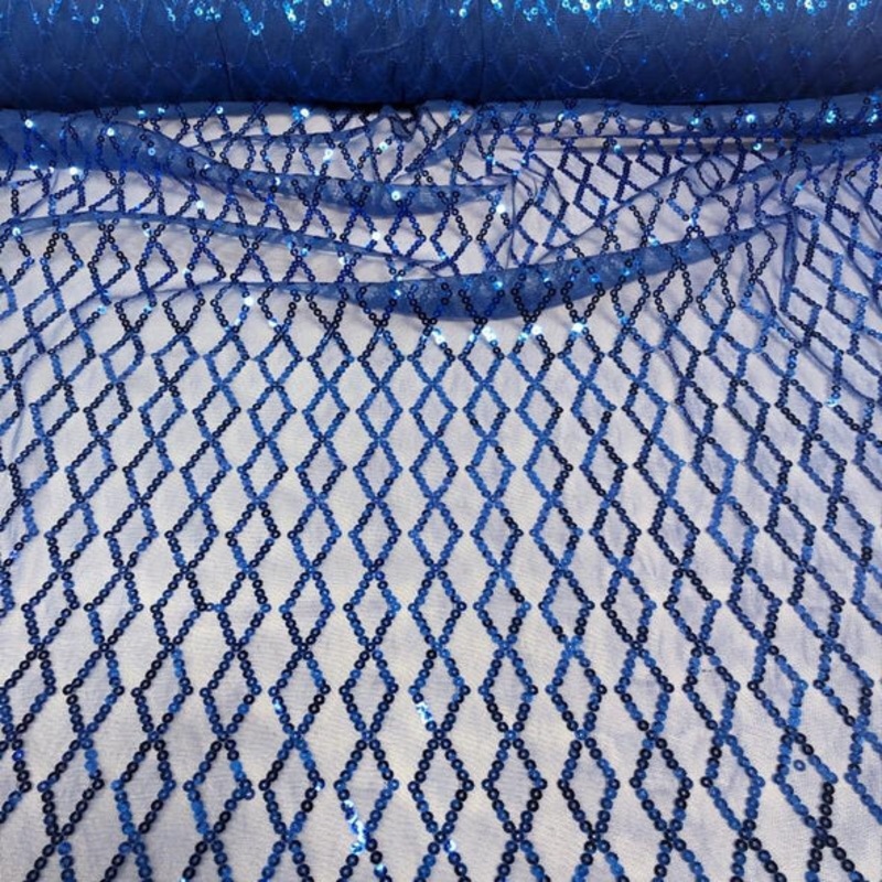 Vortex Sequins Wholesale Fabric in Royal