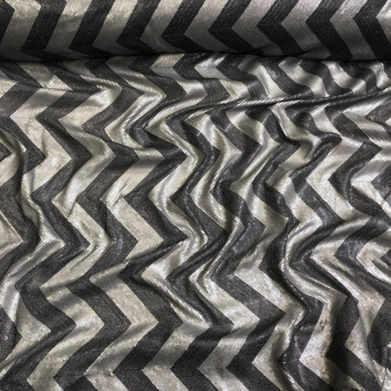 Chevron Sequins Wholesale Fabric in Black