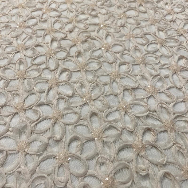 Daisy Sequins Wholesale Fabric in Ivory