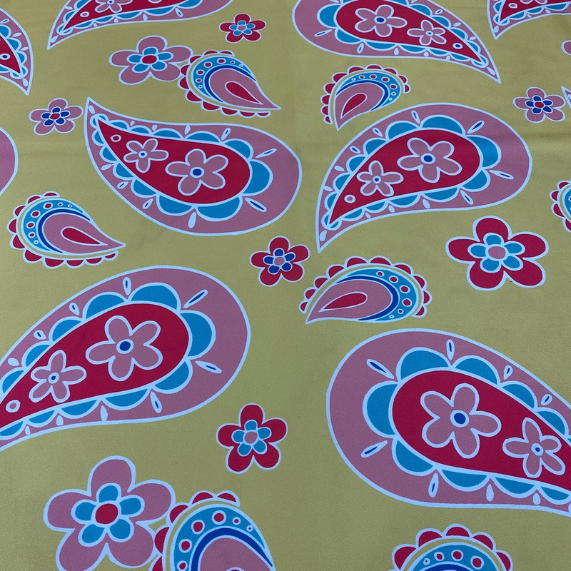 Pastel Paisley (Poly Print) Wholesale Fabric in Yellow