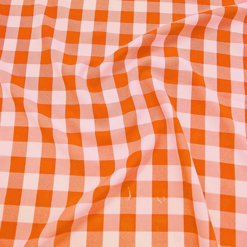 Polyester Checker (Gingham) Wholesale Fabric in Orange