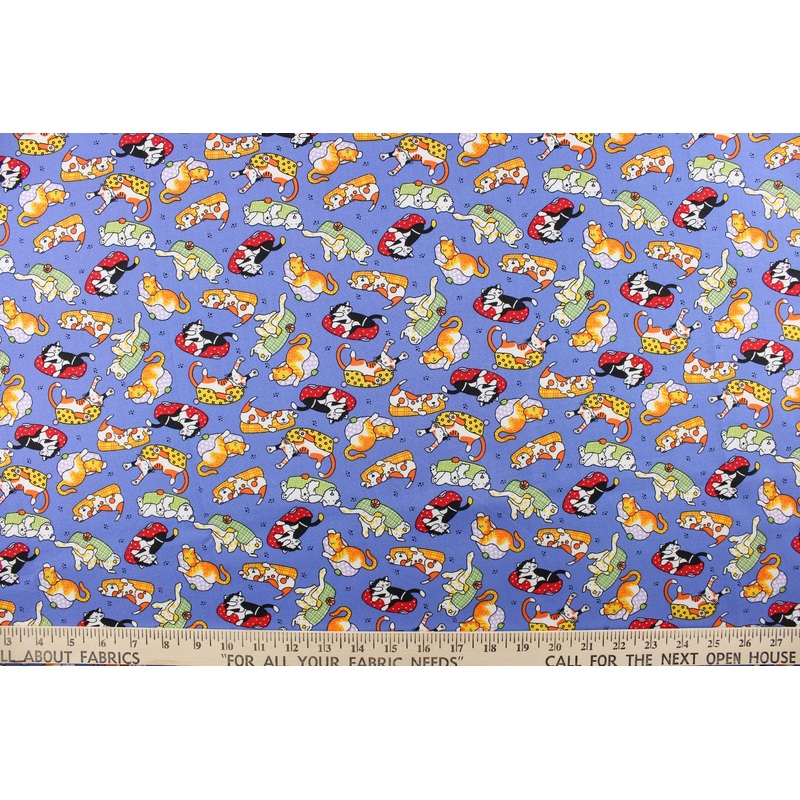 Quilting Lounging Pets in Blue