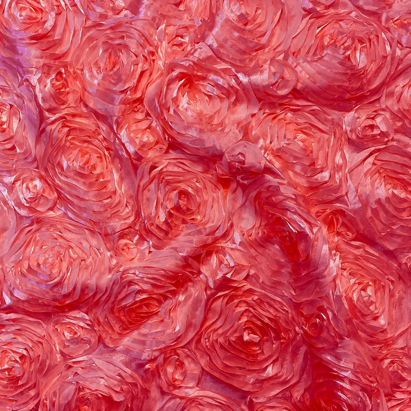 Rose Satin (3D) Wholesale Fabric in Coral