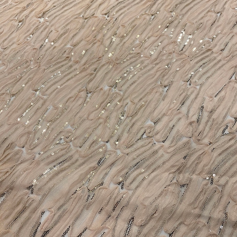 Brilliant Sheer Sequins Wholesale Fabric in Champagne
