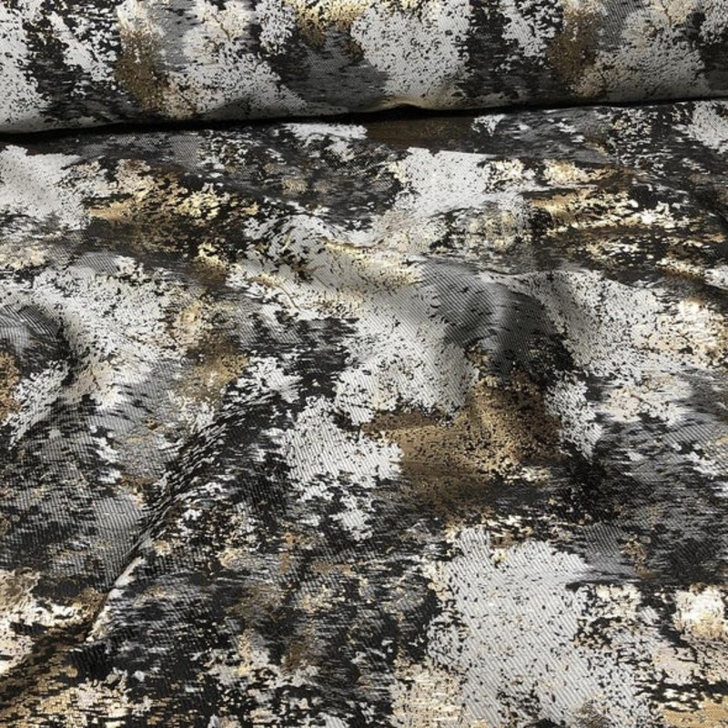 Cascade Jacquard Wholesale Fabric in  Black and Gold