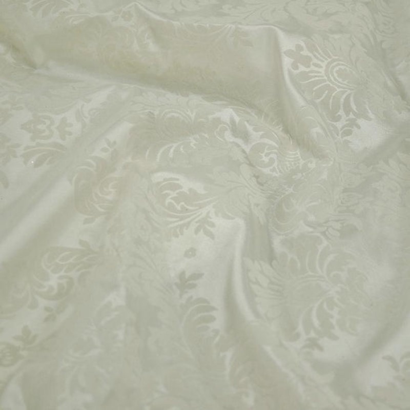 Damask Flocking Taffeta Wholesale Fabric in Ivory on Ivory