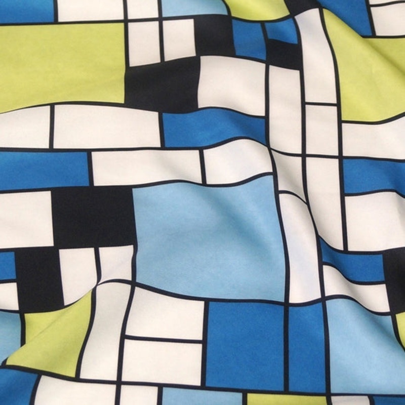 Mondrian (Poly Print) Wholesale Fabric in Blue
