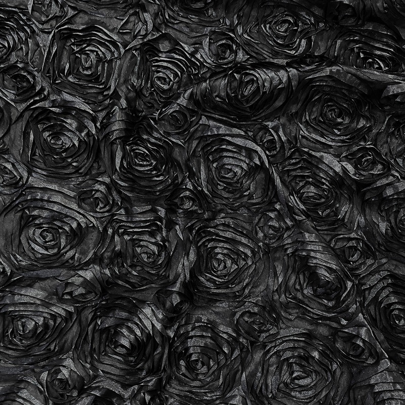 Rose Satin (3D) Wholesale Fabric in Black