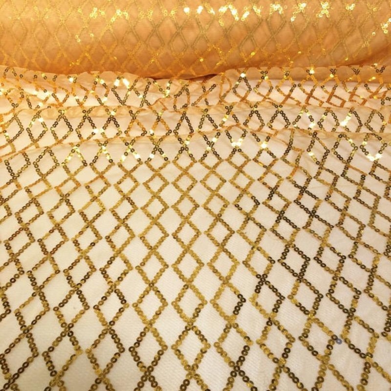 Vortex Sequins Wholesale Fabric in Gold