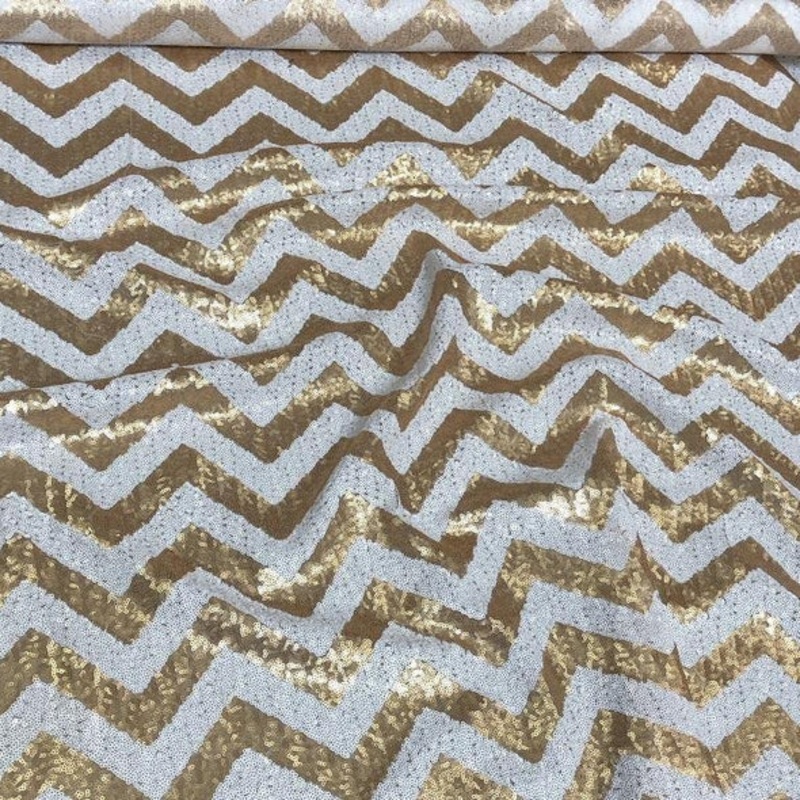 Chevron Glitz Sequins Wholesale Fabric in Gold
