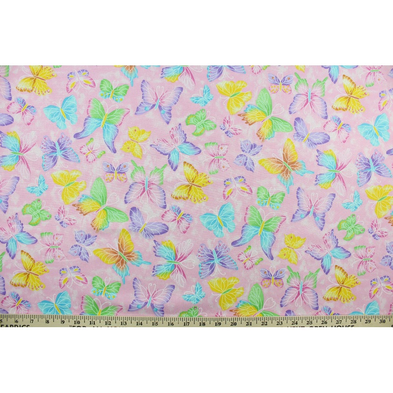 Fabric Traditions Glitter Butterflies in Pink