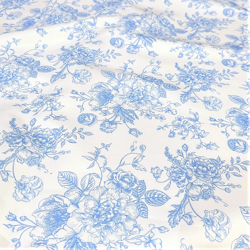 French Toile (Poly Print) Wholesale Fabric in Lt Blue