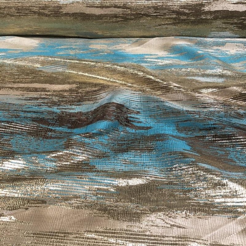 Static Jacquard Wholesale Fabric in Turquoise and Brown