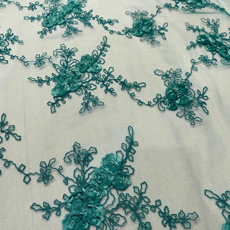 Baby Rose Embroidery Wholesale Fabric in Jade