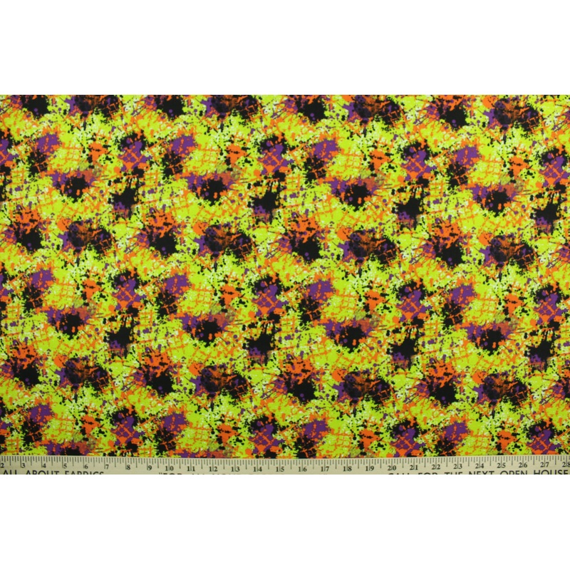 Fabric Editions Halloween Splatter in Green 18159