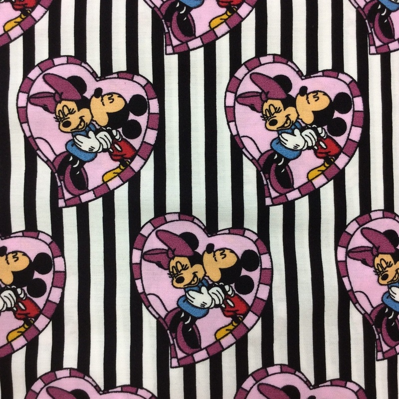 Mickey & Minnie Stripes in Black & White by Camelot Fabrics