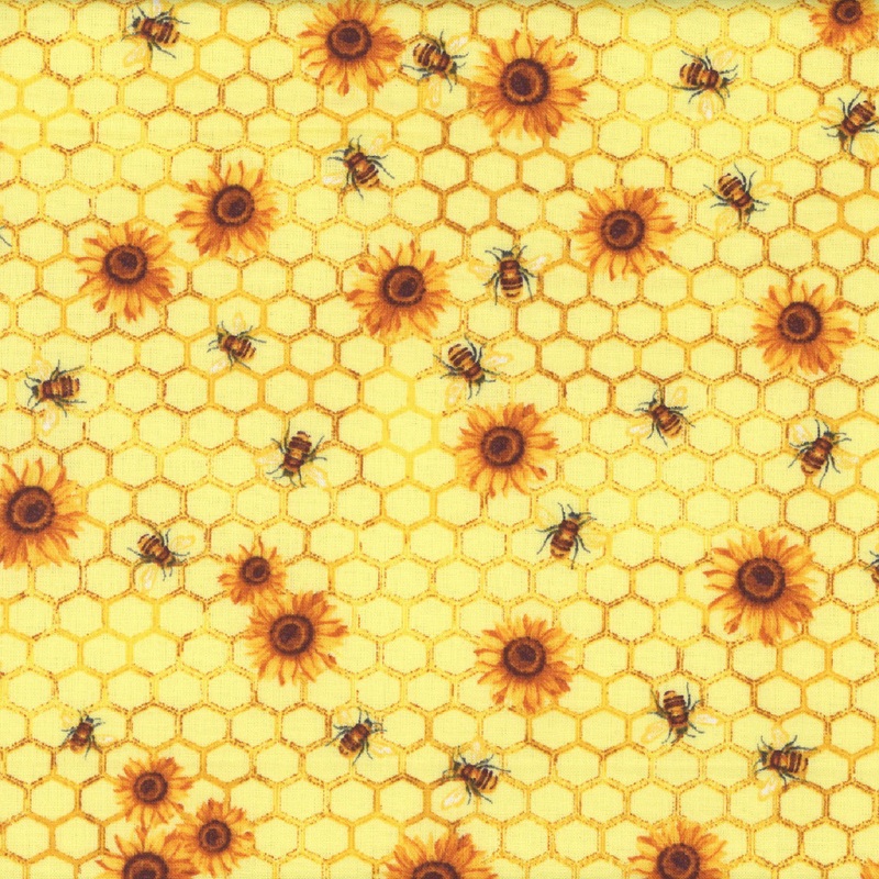 Timeless Treasures Honeycomb Floral in Yellow