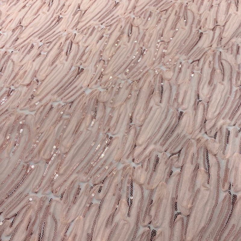 Brilliant Sheer Sequins Wholesale Fabric in Blush