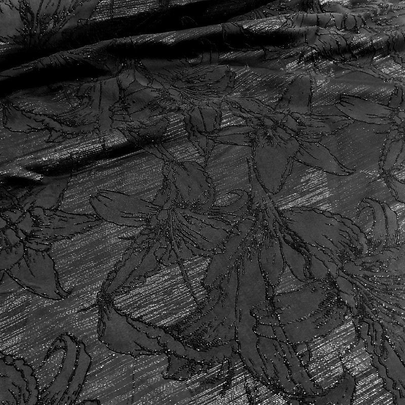 Floral Reef Jacquard Wholesale Fabric in Black