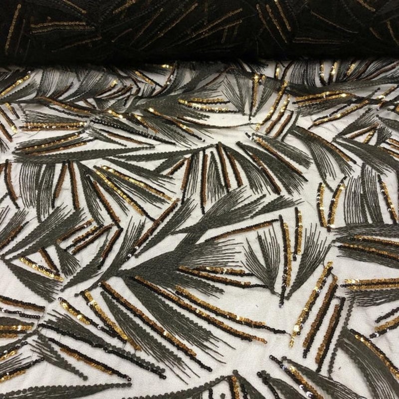 Sparkle Sequins Wholesale Fabric in Black and Gold