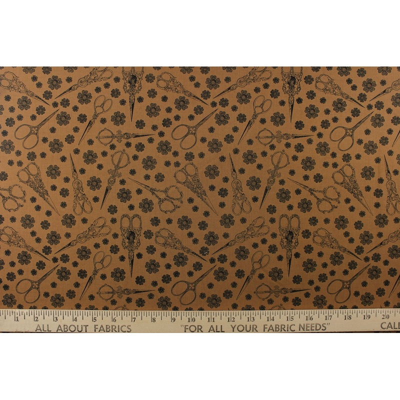 Choice Fabrics Sew Vintage Scissors in Tan 14107-002