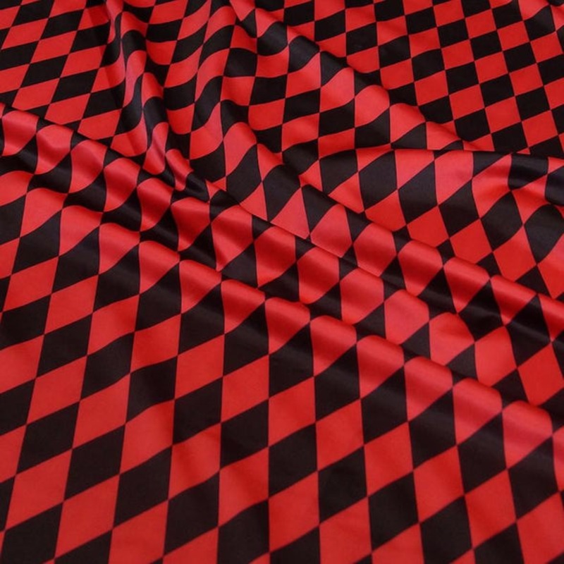 Harlequin Print (Lamour) Wholesale Fabric in Black and Red