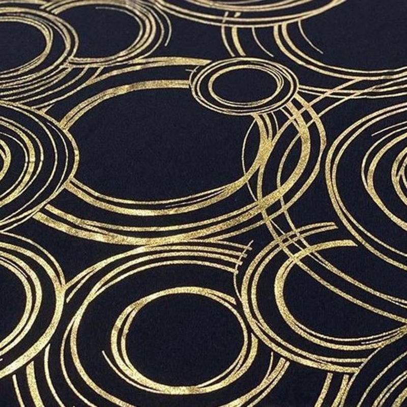 Orbit (Metallic Print) Wholesale Fabric in Black and Gold
