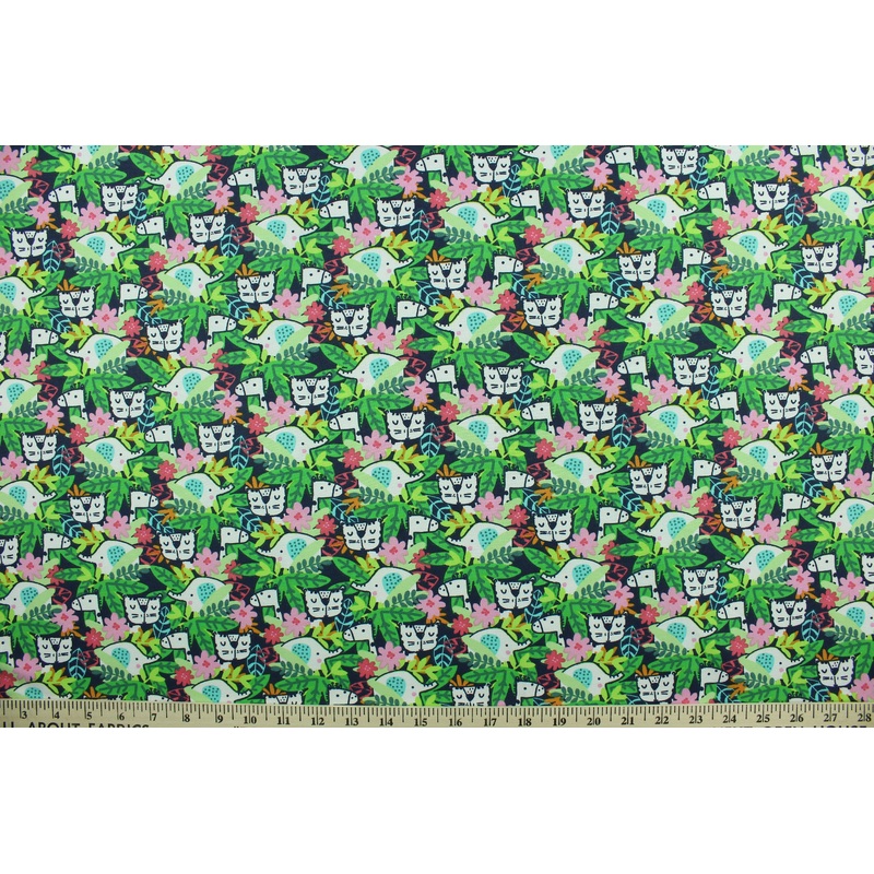 Fabric Editions Rainforest Friends in Black 14434