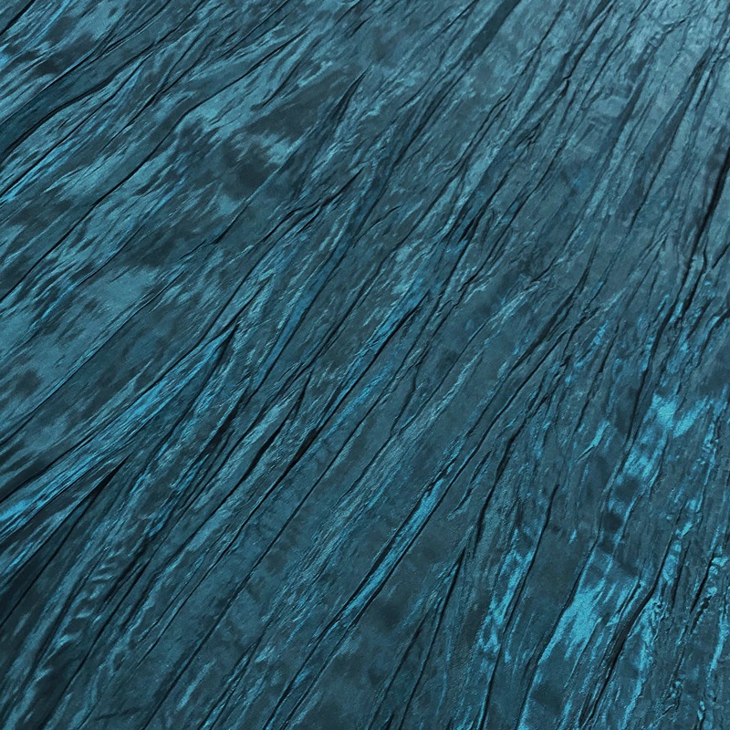Accordion Taffeta Drapery Panel in Teal 33
