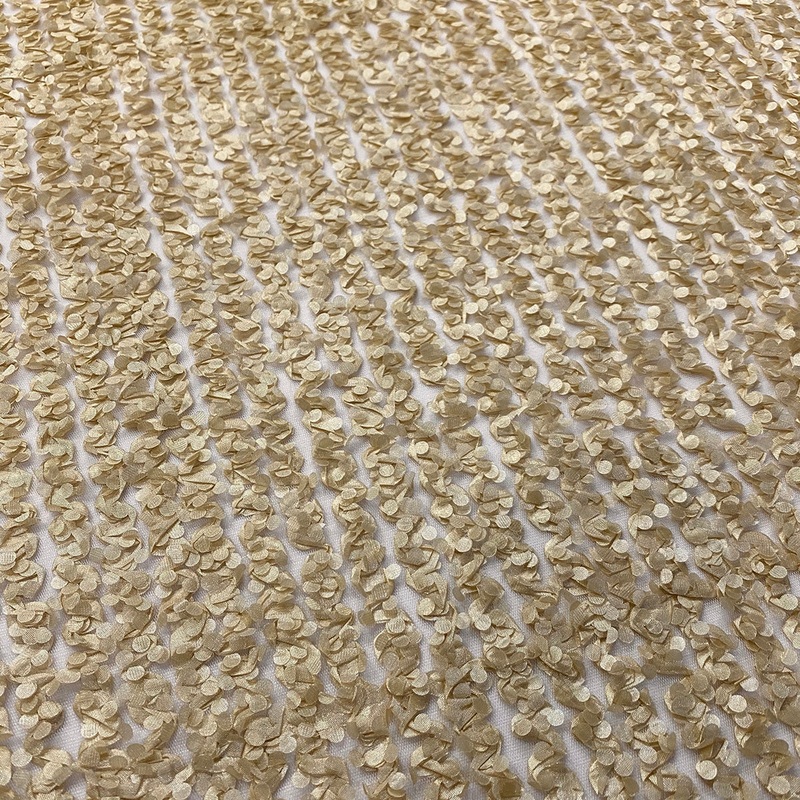Mini Petals On Mesh Wholesale Fabric in Champagne