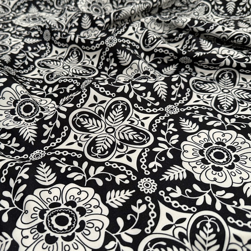 Morocco (Poly Print) Drapery Panel in Black