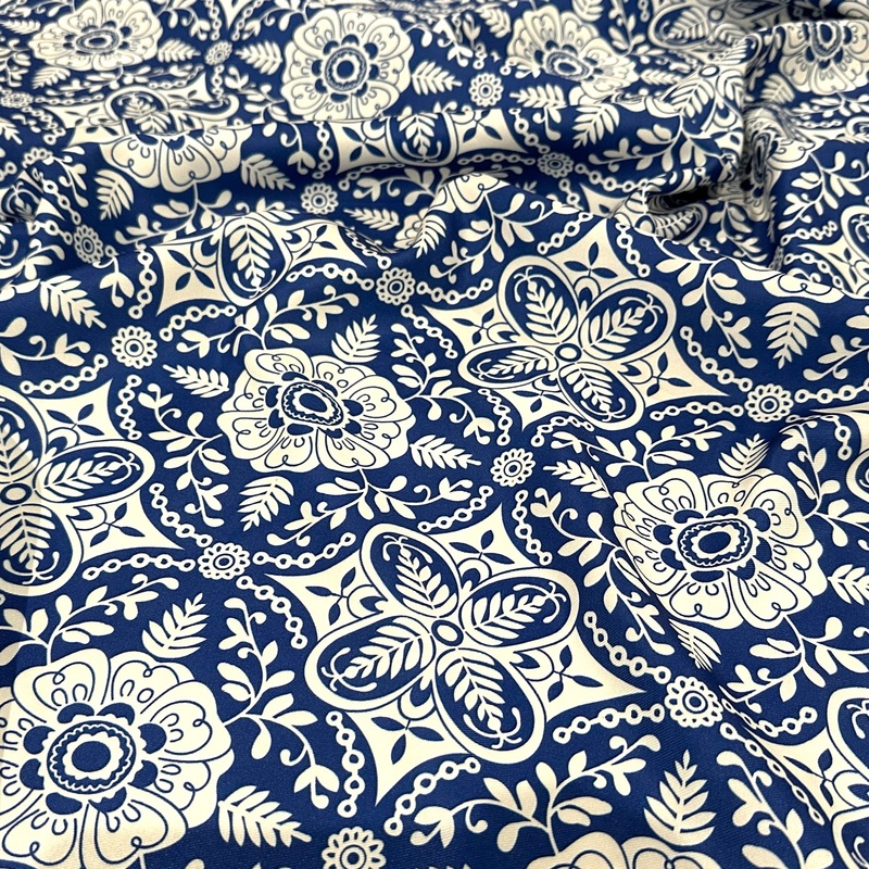Morocco (Poly Print) Drapery Panel in Royal