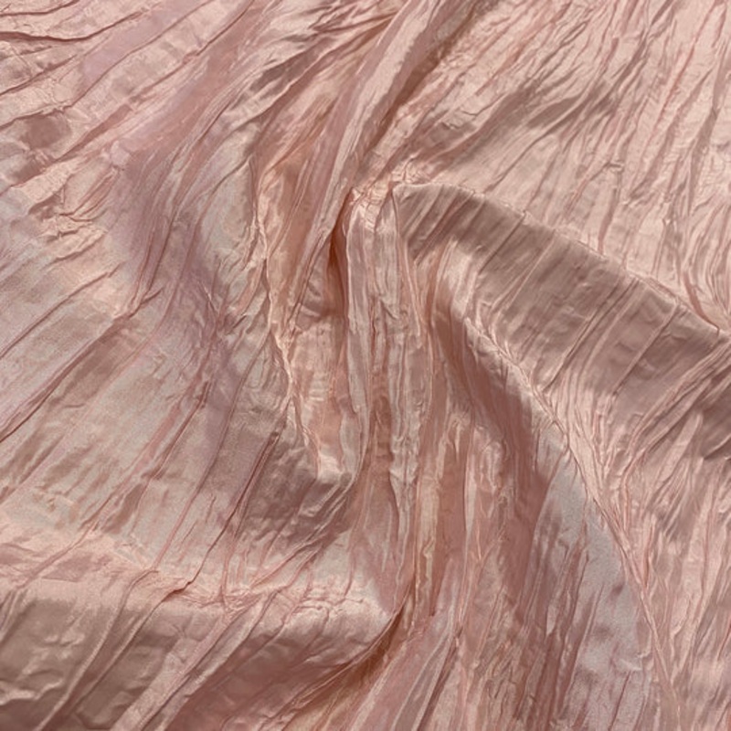 Accordion Taffeta Drapery Panel in Pink Petal