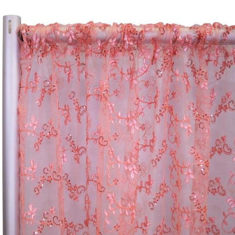 Basil Leaf Embroidery Drapery Panels (52" Wide) / 7 Colors