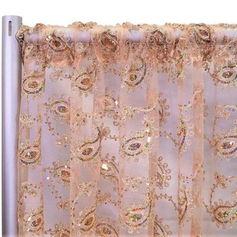 Cocoa Paisley Embroidery Drapery Panels (54" Wide) / 3 Colors