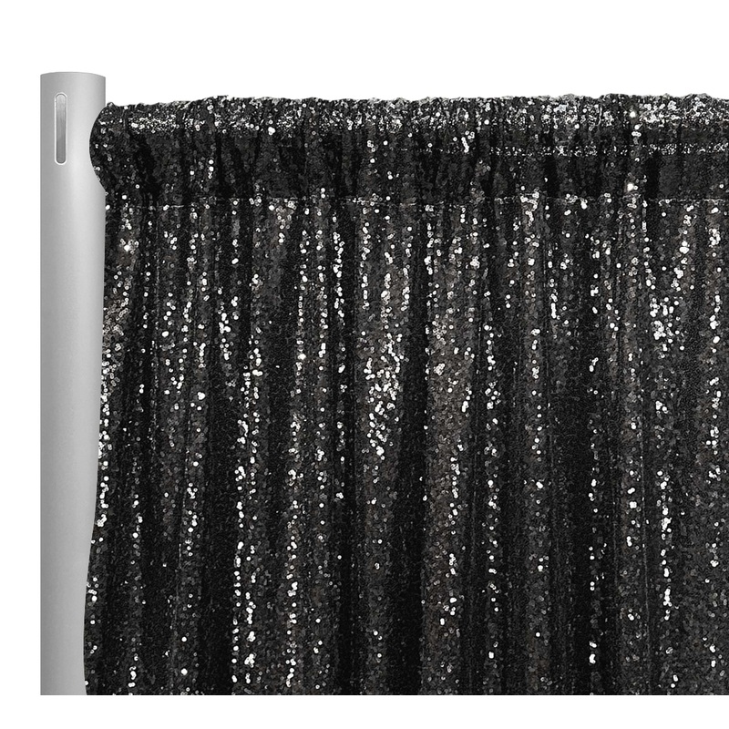 Glitz Sequins Drapery Panel in Black