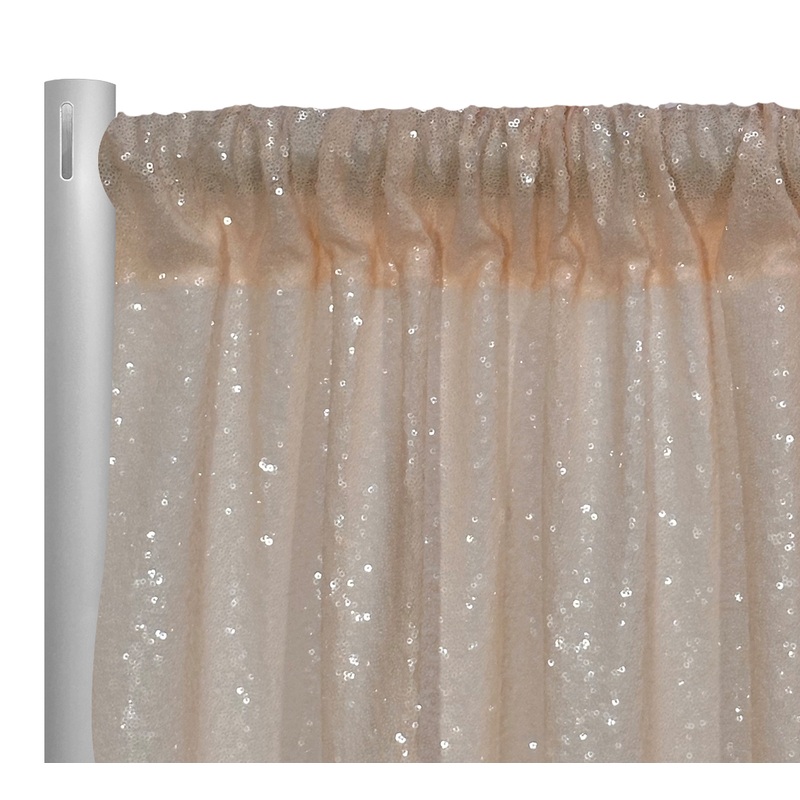Glitz Sequins Drapery Panel in Blush Transparent
